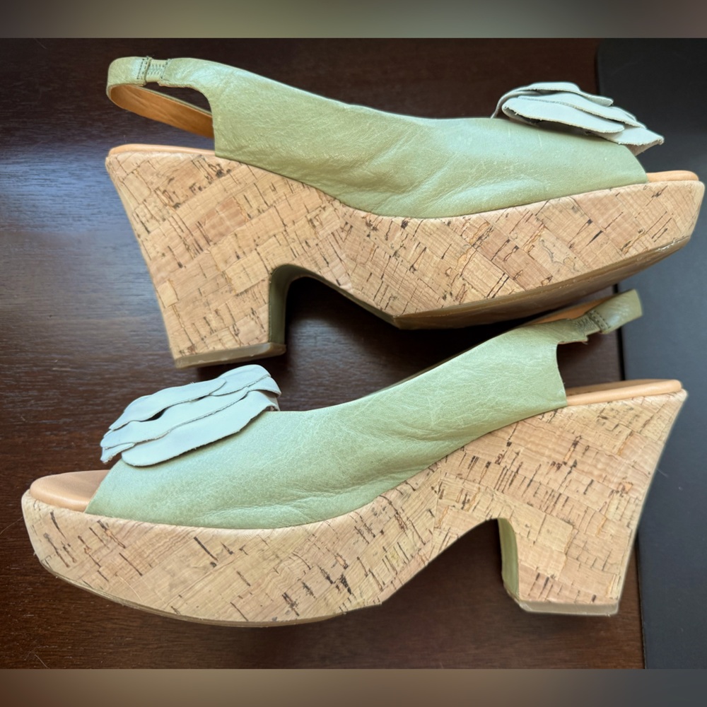 KORK-EASE Sage Green Cork Platform Sandals